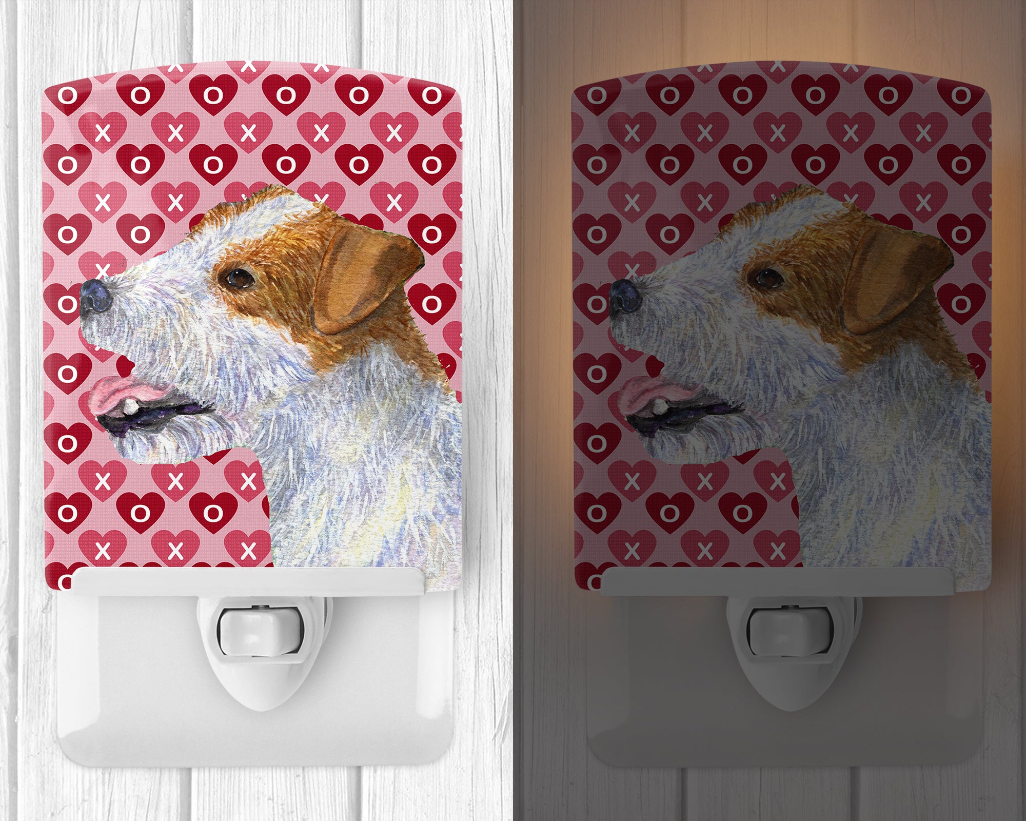Jack Russell Terrier Hearts Love and Valentine's Day Portrait Ceramic Night Light SS4504CNL - the-store.com