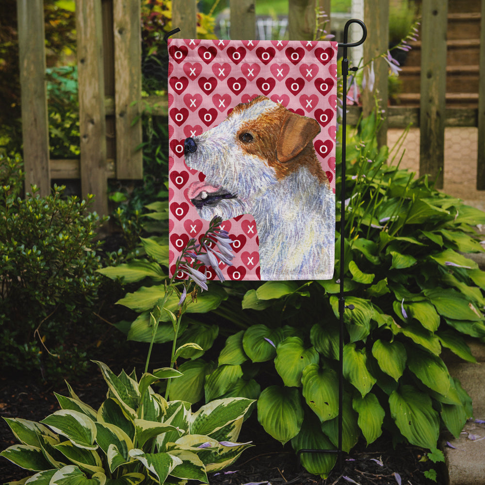 Jack Russell Terrier Coeurs Amour et Saint Valentin Portrait Drapeau Jardin Taille