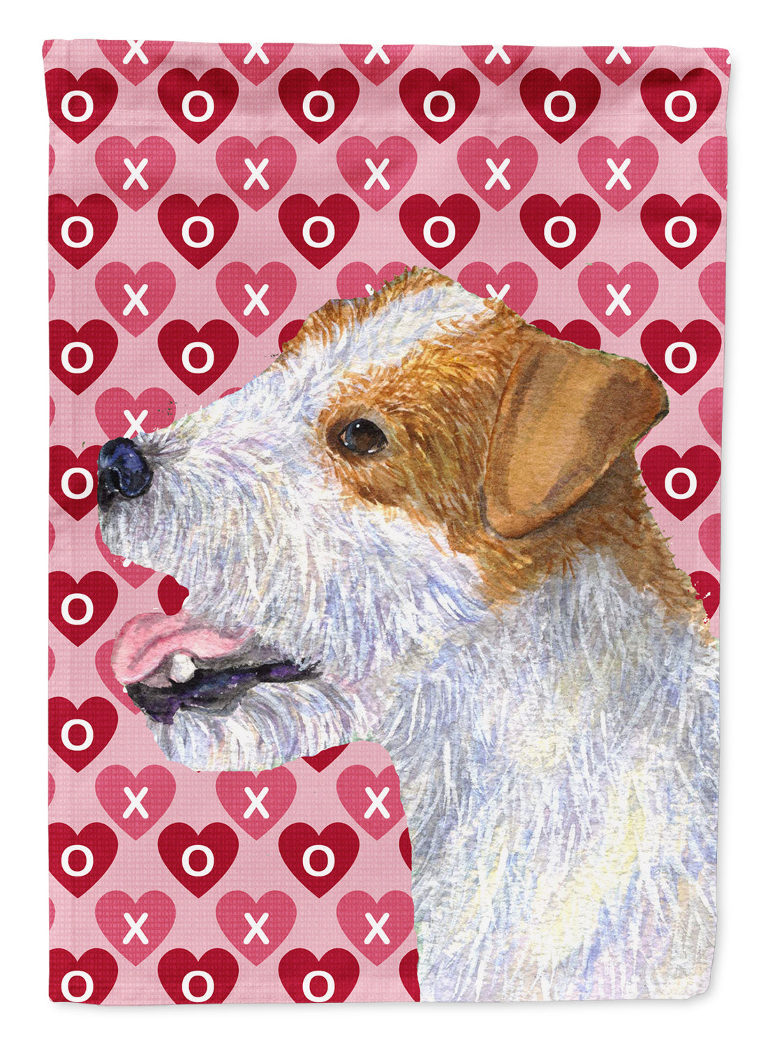 Jack Russell Terrier Hearts Love and Valentine's Day Portrait Flag Garden Size