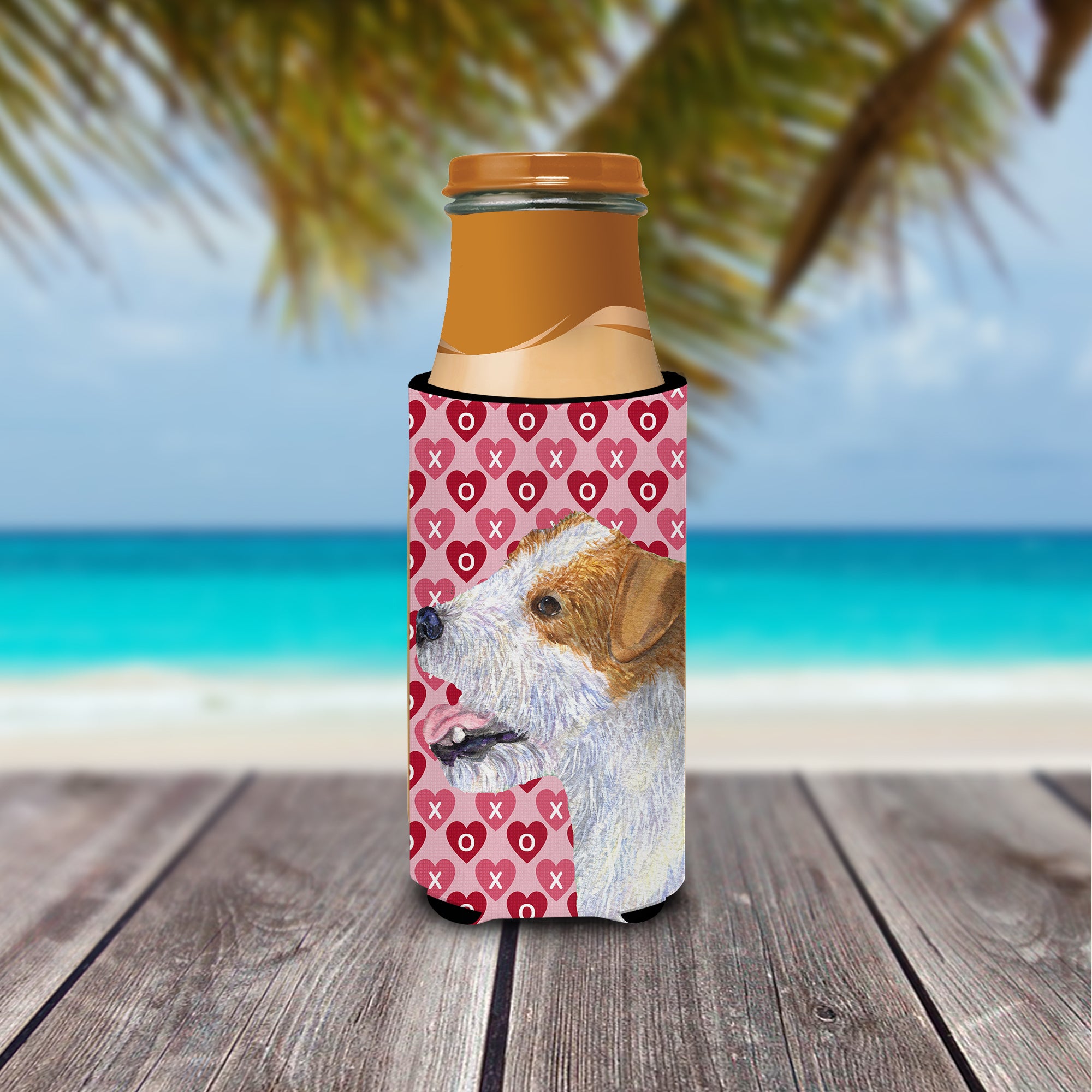 Jack Russell Terrier Hearts Love and Valentine's Day Portrait Ultra Beverage Insulators for slim cans SS4504MUK
