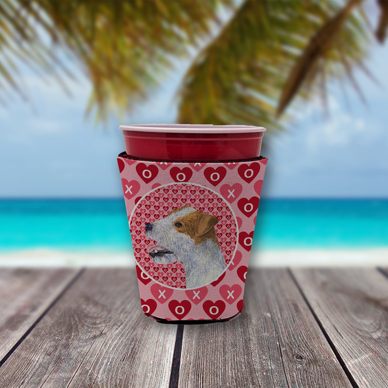 Jack Russell Terrier  Red Cup Beverage Insulator Hugger  the-store.com.