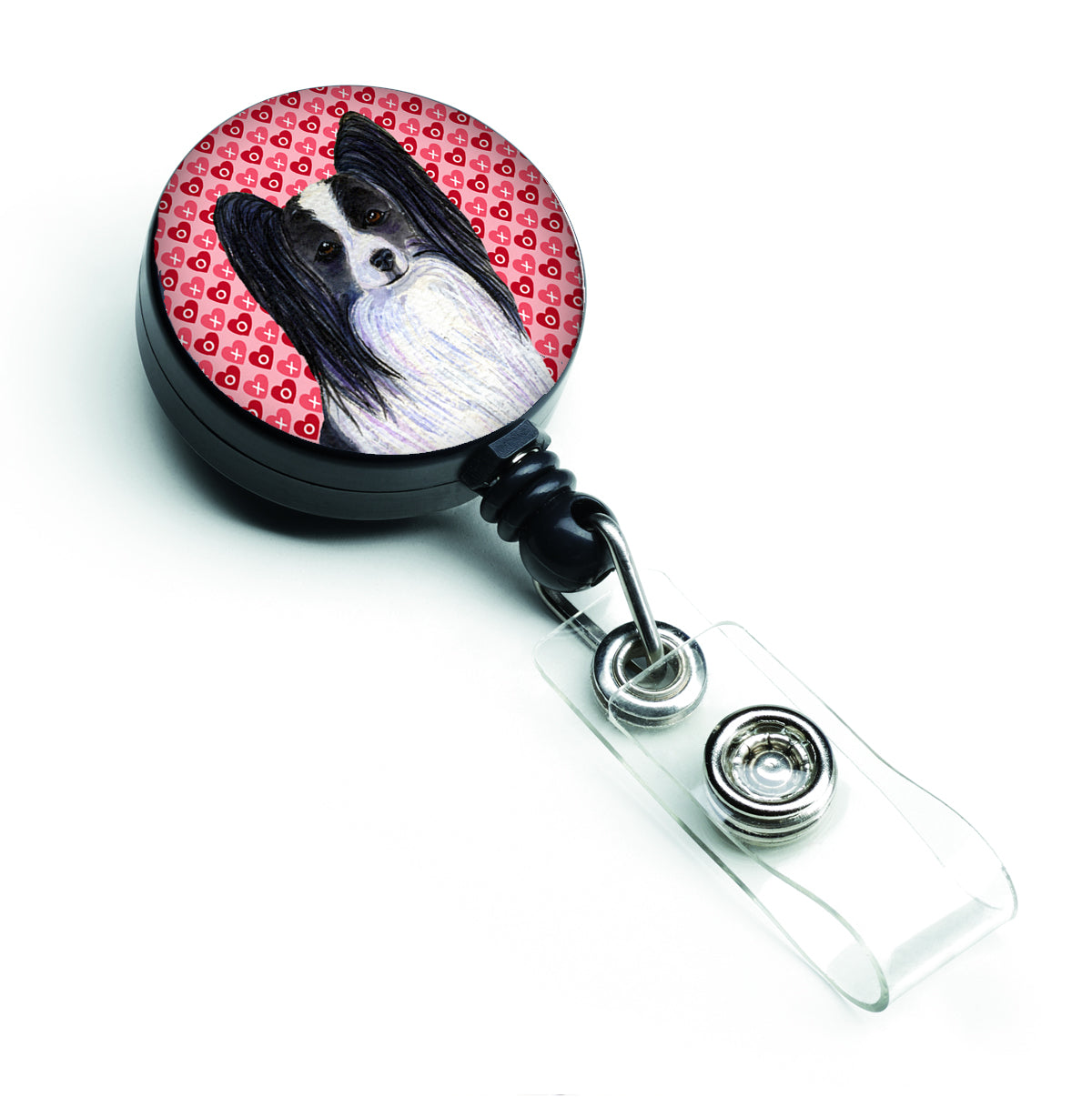 Papillon Love Retractable Badge Reel or ID Holder with Clip