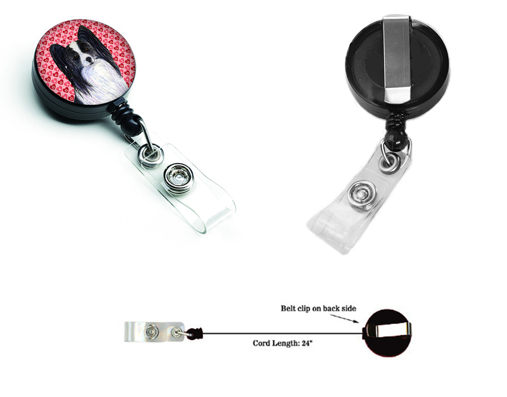 Papillon Love Retractable Badge Reel or ID Holder with Clip.