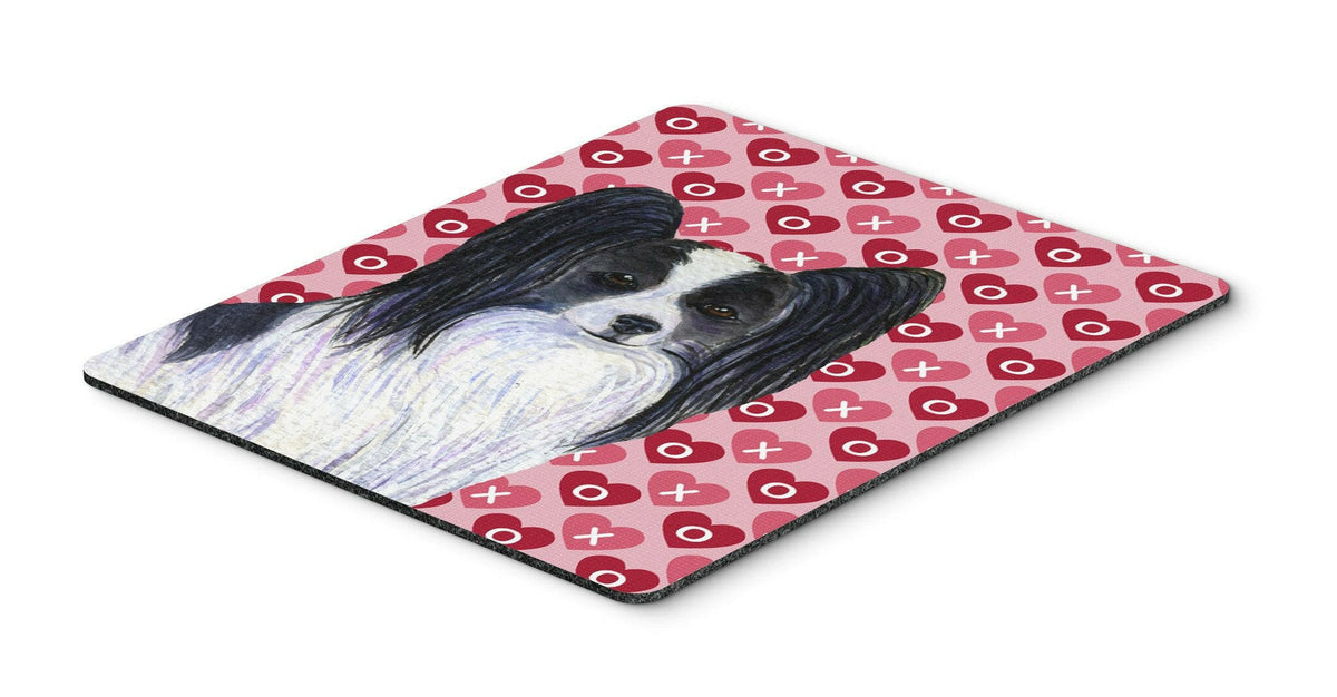 Papillon Hearts Love and Valentine&#39;s Day Portrait Mouse Pad, Hot Pad or Trivet by Caroline&#39;s Treasures