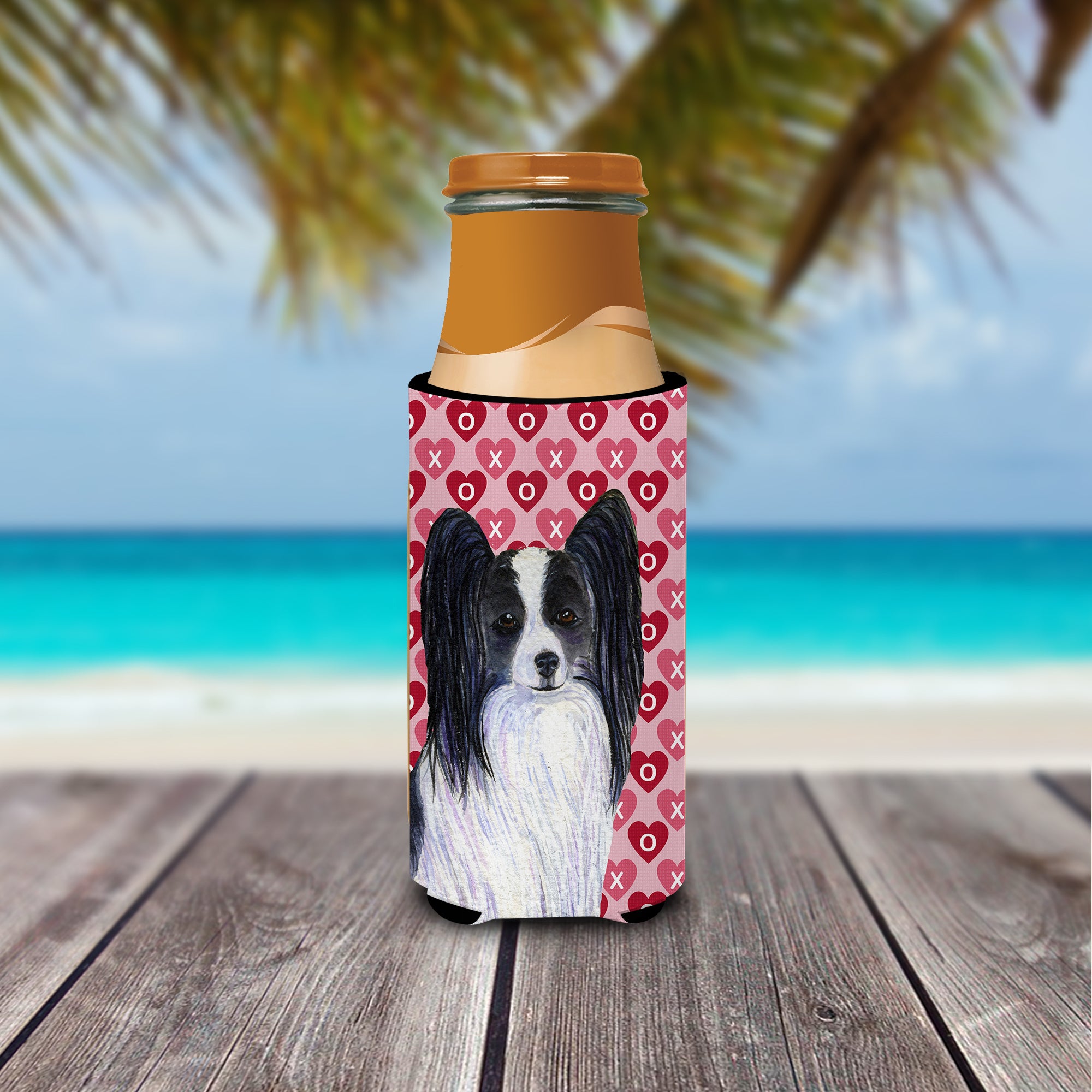 Papillon Hearts Love and Valentine's Day Portrait Ultra Beverage Insulators for slim cans SS4505MUK