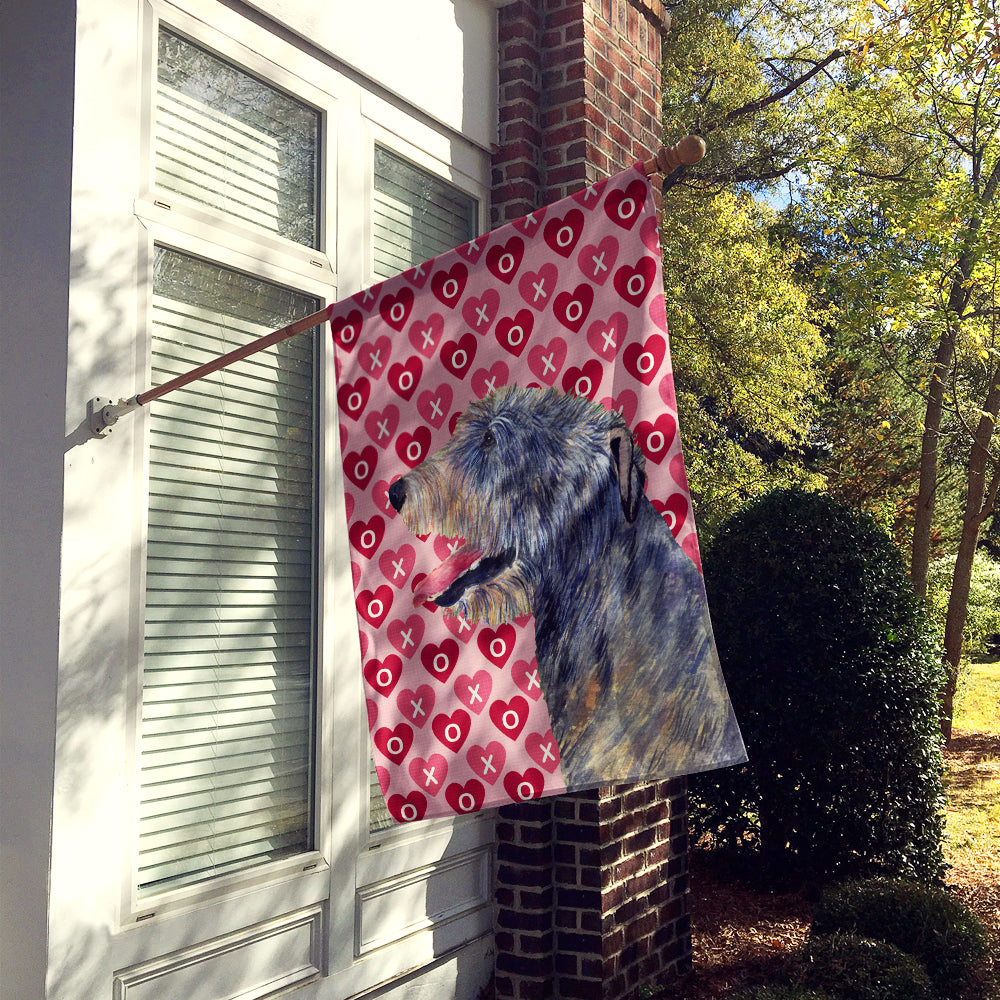 Irish Wolfhound Hearts Love and Valentine's Day Portrait Flag Canvas House Size  the-store.com.