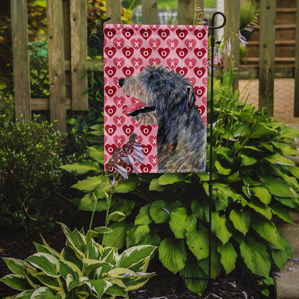 Irish Wolfhound Hearts Love and Valentine's Day Portrait Flag Garden Size.