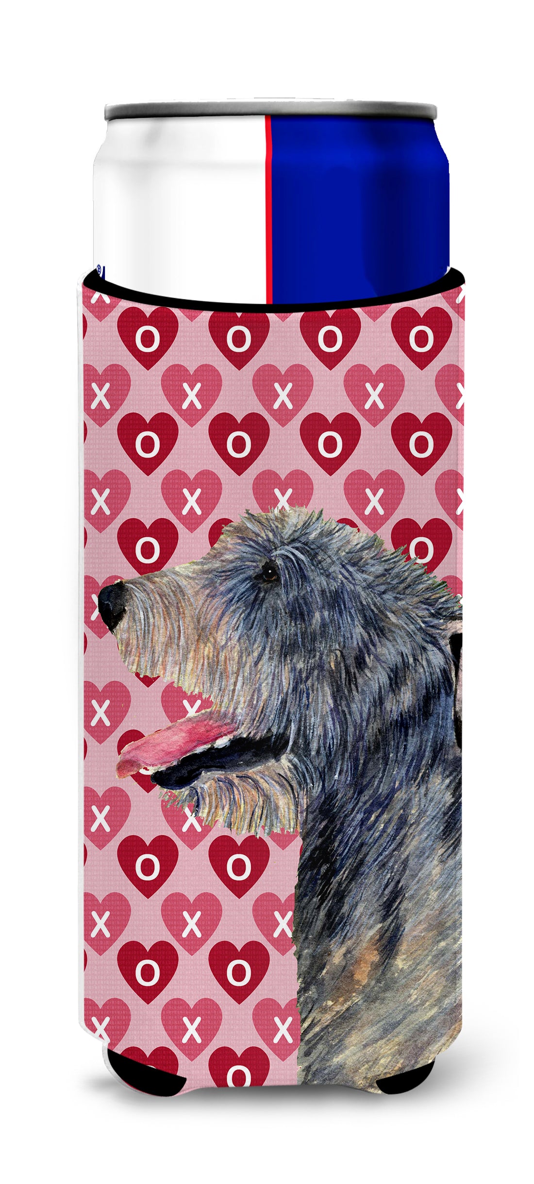 Irish Wolfhound Hearts Love and Valentine&#39;s Day Portrait Ultra Beverage Insulators for slim cans SS4506MUK