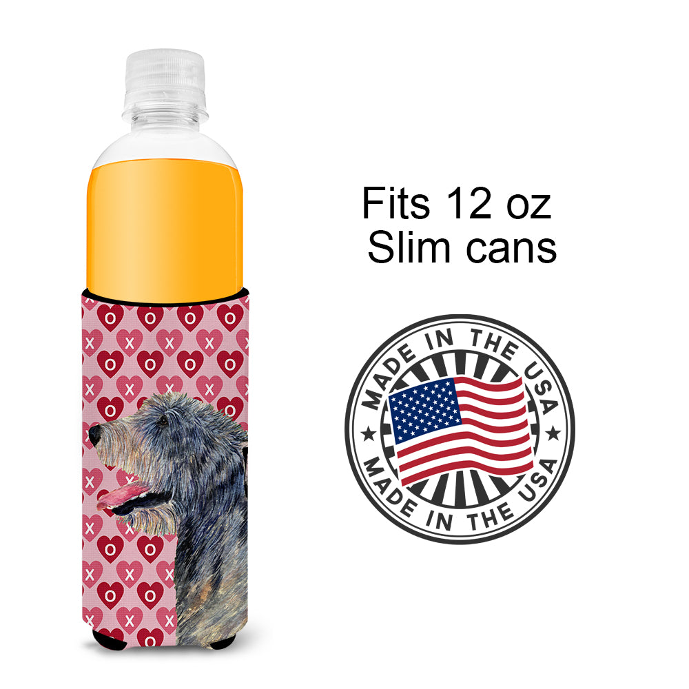 Irish Wolfhound Hearts Love and Valentine's Day Portrait Ultra Beverage Insulators for slim cans SS4506MUK.