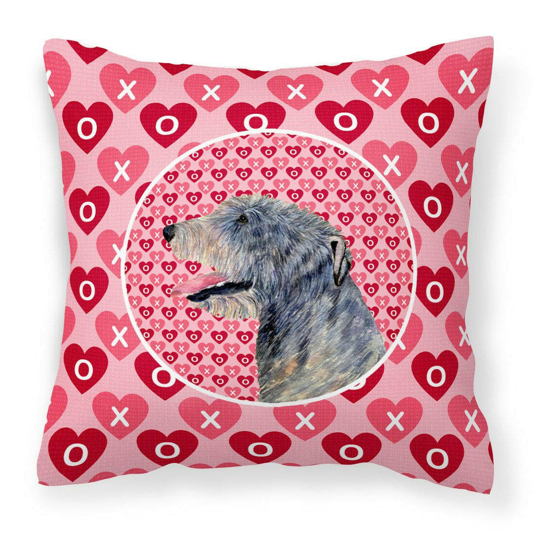 Irish Wolfhound Hearts Love and Valentine&#39;s Day Portrait Fabric Decorative Pillow SS4506PW1414 by Caroline&#39;s Treasures