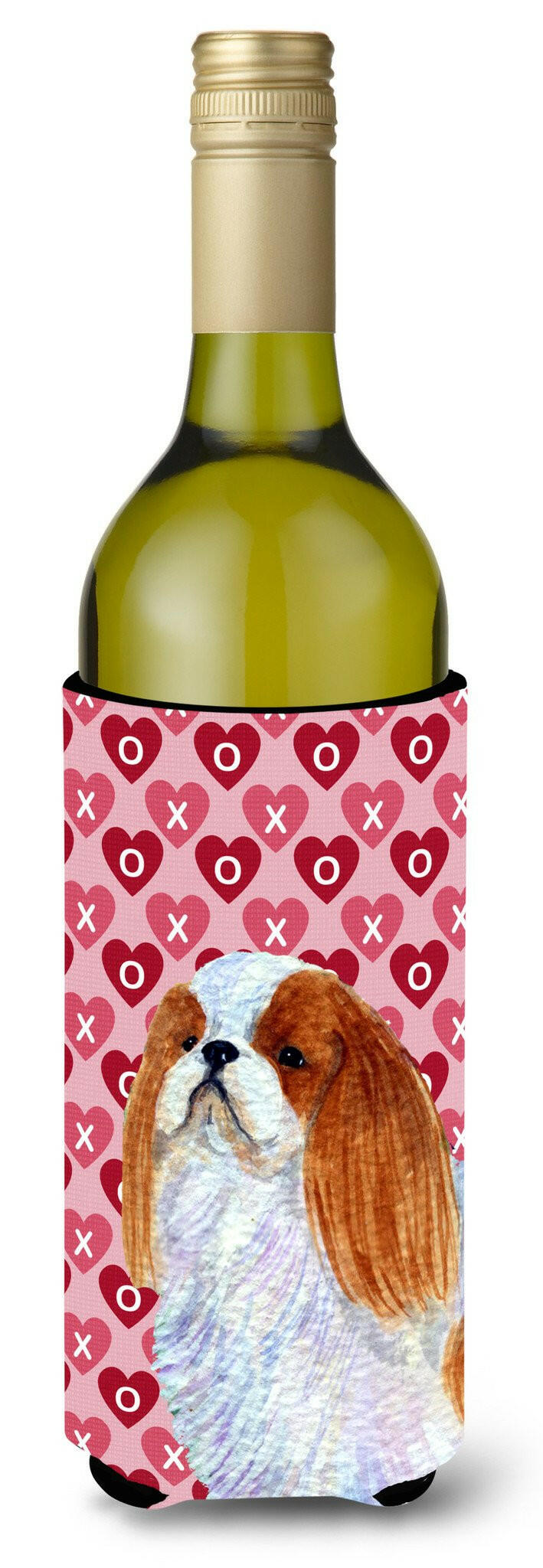 English Toy Spaniel Hearts Love and Valentine&#39;s Day  Wine Bottle Beverage Insulator Beverage Insulator Hugger by Caroline&#39;s Treasures