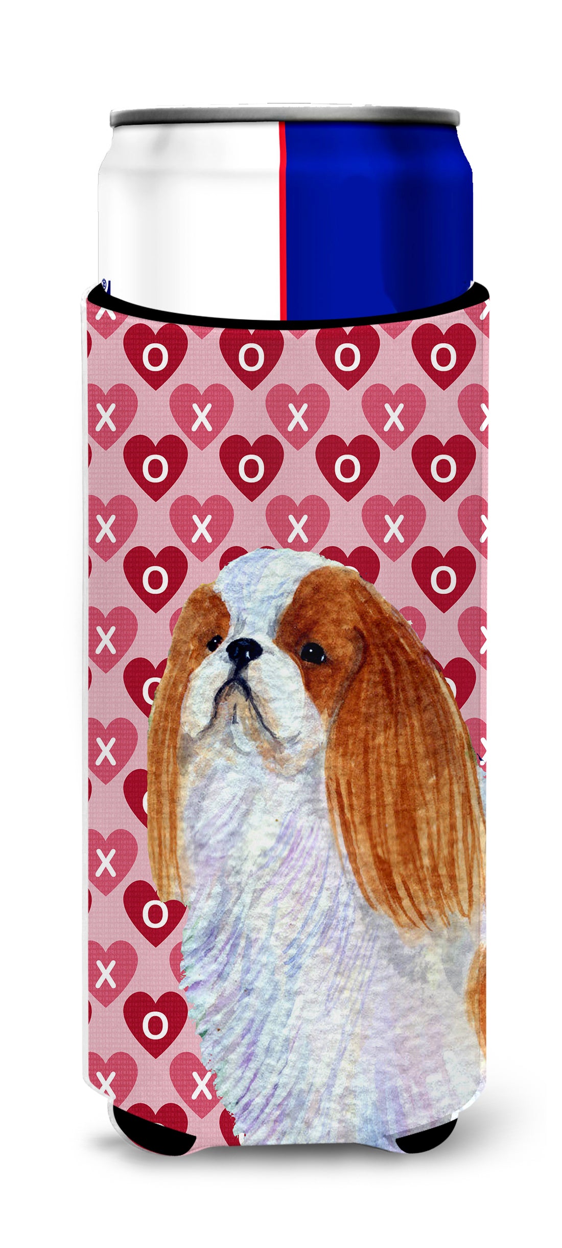 English Toy Spaniel Hearts Love and Valentine&#39;s Day Portrait Ultra Beverage Isolateurs pour canettes minces SS4507MUK