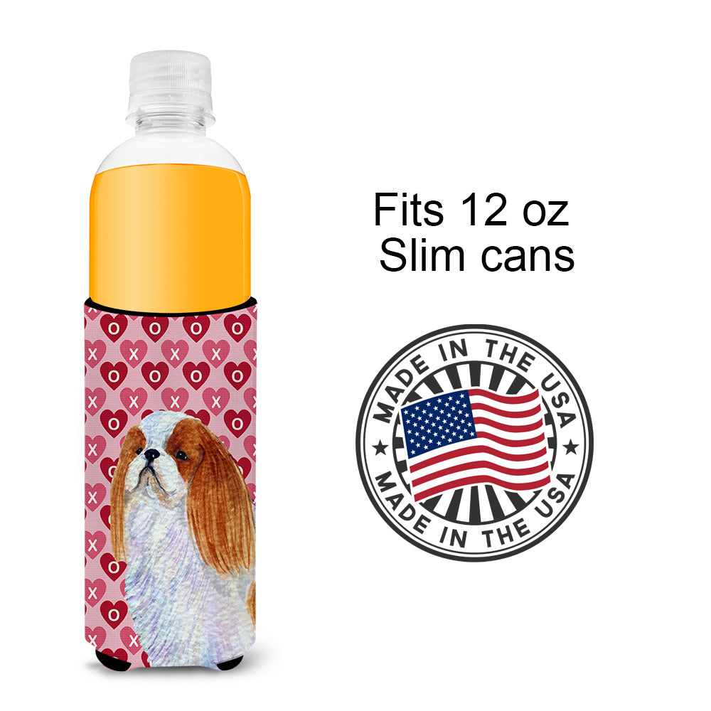 English Toy Spaniel Hearts Love and Valentine's Day Portrait Ultra Beverage Insulators for slim cans SS4507MUK.