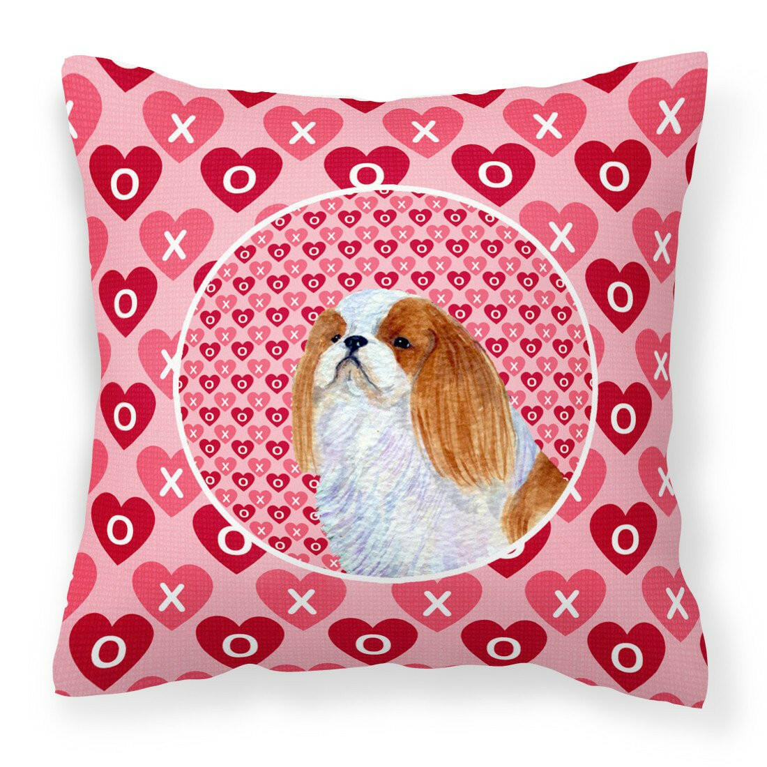 English Toy Spaniel Hearts Love and Valentine&#39;s Day Portrait Fabric Decorative Pillow SS4507PW1414 by Caroline&#39;s Treasures