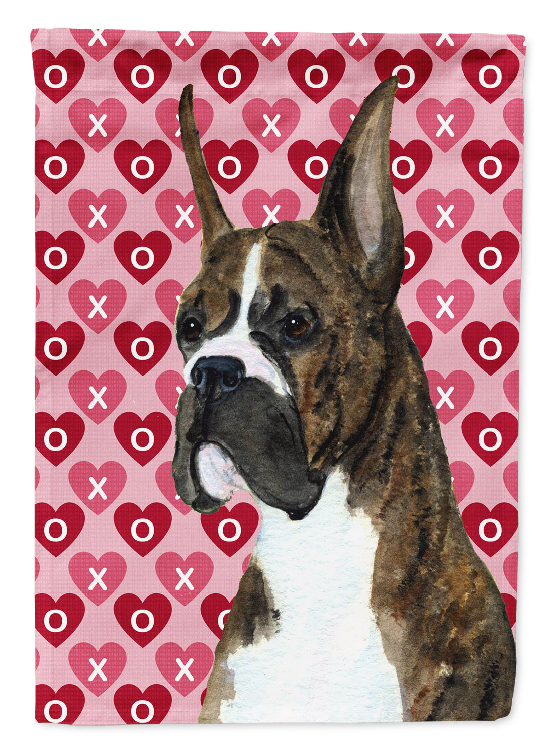 Boxer Hearts Love and Valentine&#39;s Day Portrait Flag Canvas House Size  the-store.com.