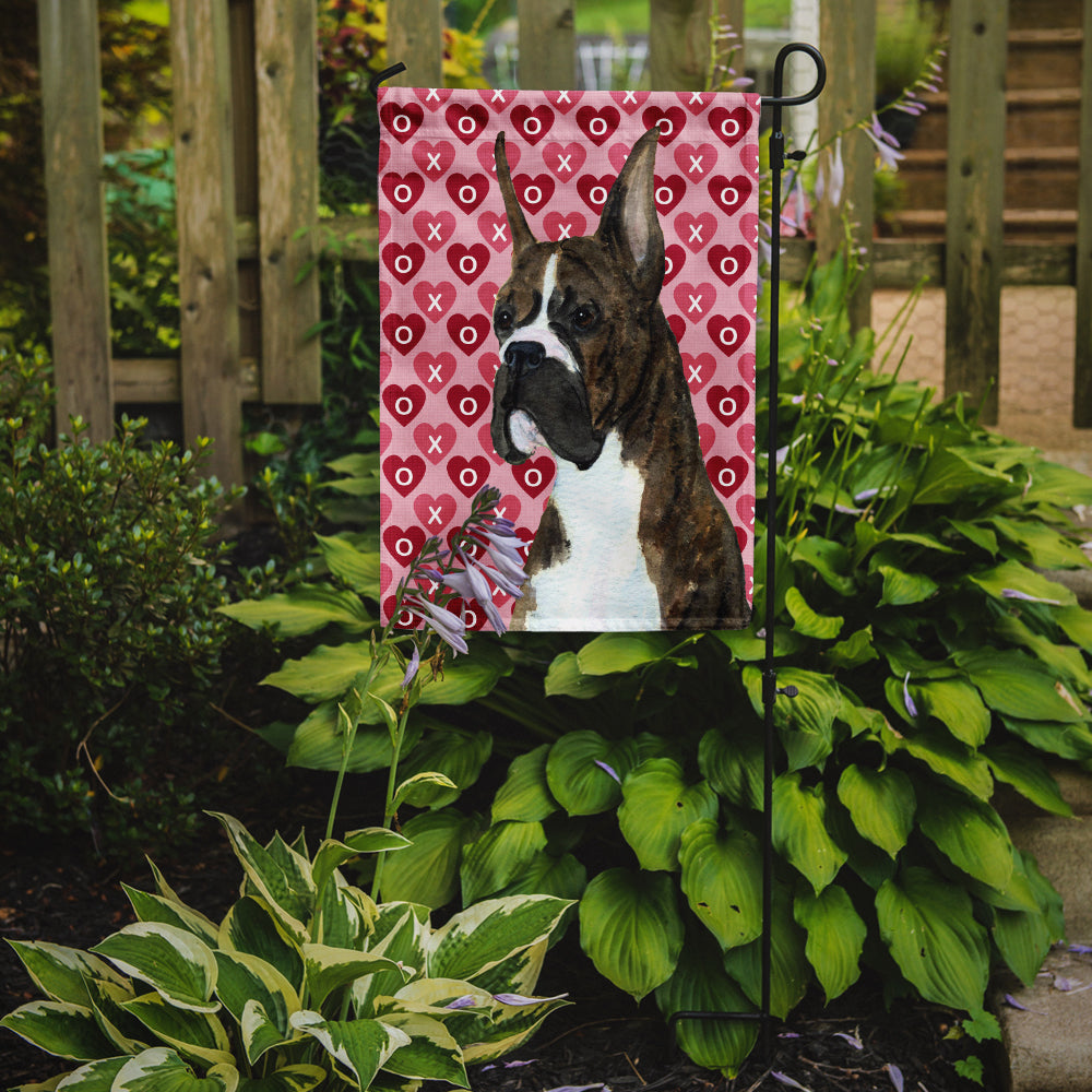 Boxer Hearts Love and Valentine's Day Portrait Flag Garden Size.