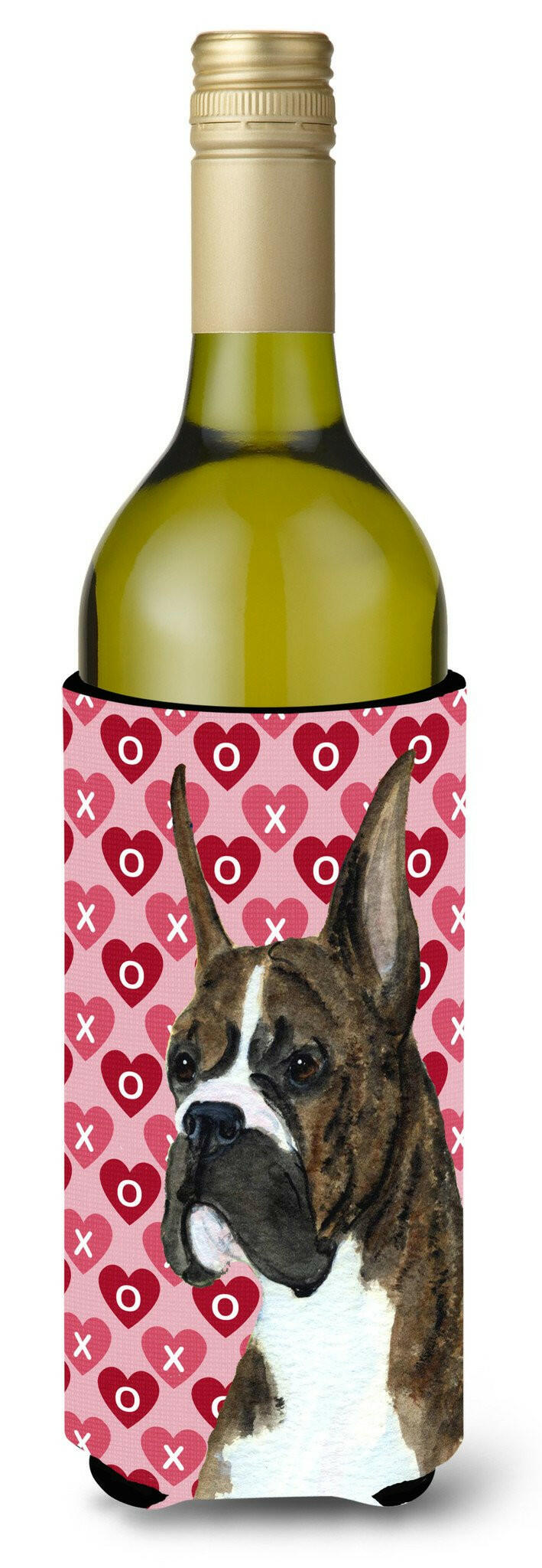 Boxer Hearts Love and Valentine&#39;s Day  Wine Bottle Beverage Insulator Beverage Insulator Hugger by Caroline&#39;s Treasures