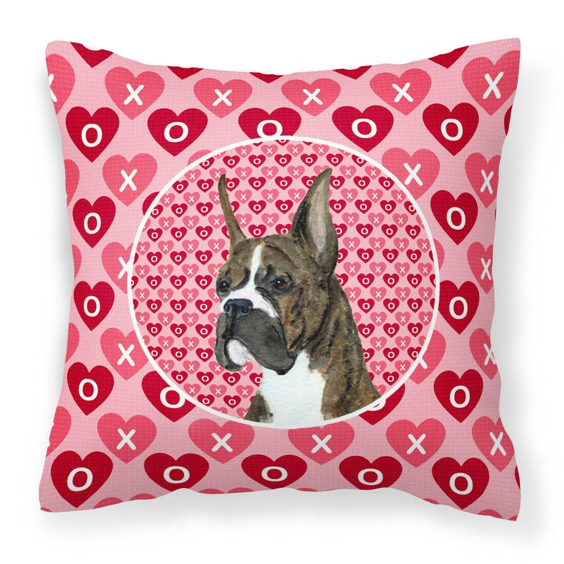 Boxer Hearts Love and Valentine&#39;s Day Portrait Fabric Decorative Pillow SS4508PW1414 by Caroline&#39;s Treasures