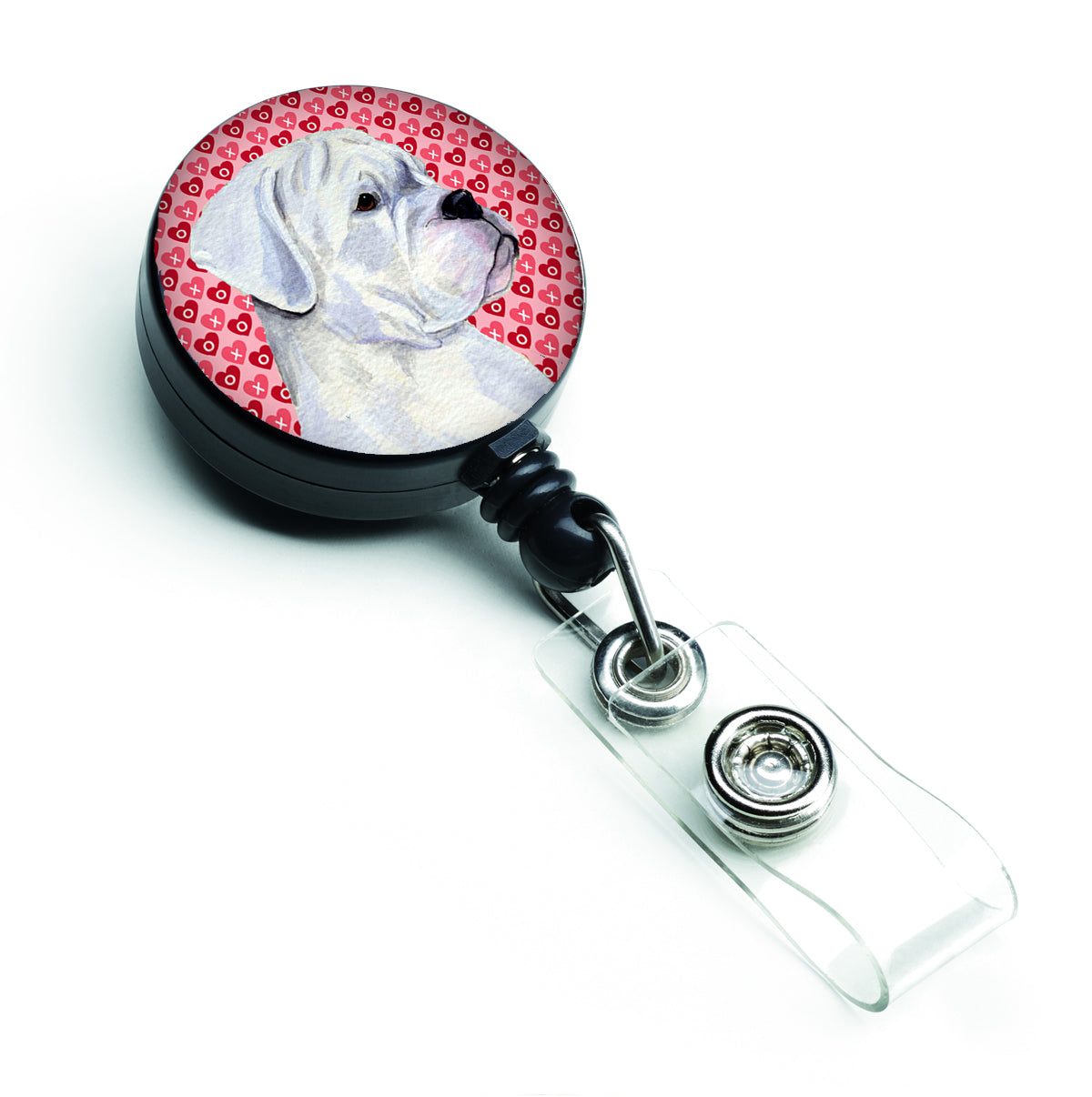 Boxer Love Retractable Badge Reel or ID Holder with Clip.