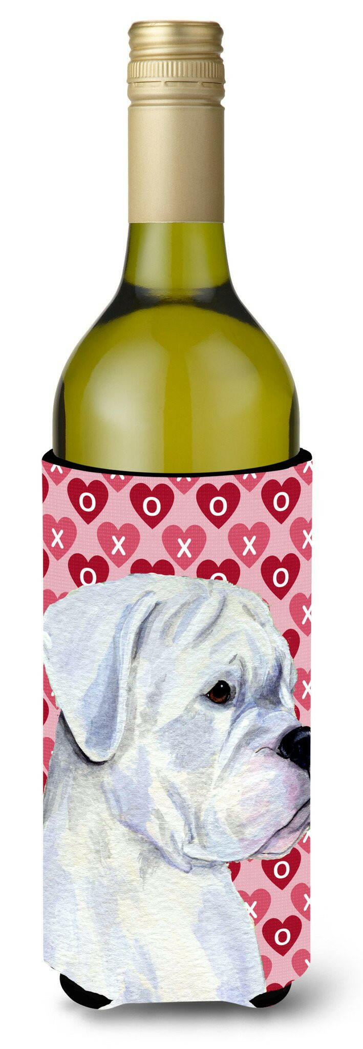 Boxer Hearts Love and Valentine&#39;s Day  Wine Bottle Beverage Insulator Beverage Insulator Hugger by Caroline&#39;s Treasures