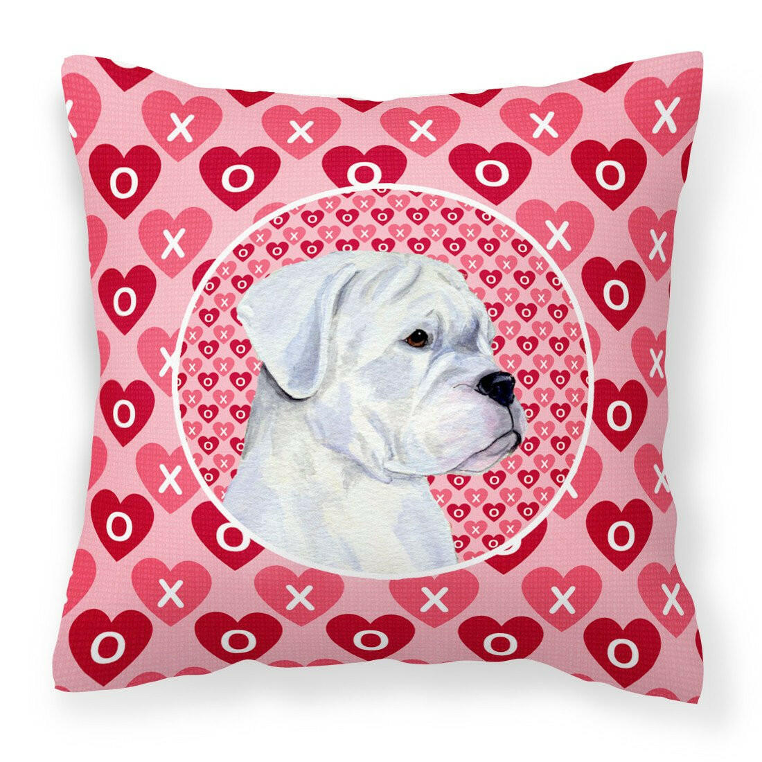 Boxer Hearts Love and Valentine&#39;s Day Portrait Fabric Decorative Pillow SS4509PW1414 by Caroline&#39;s Treasures