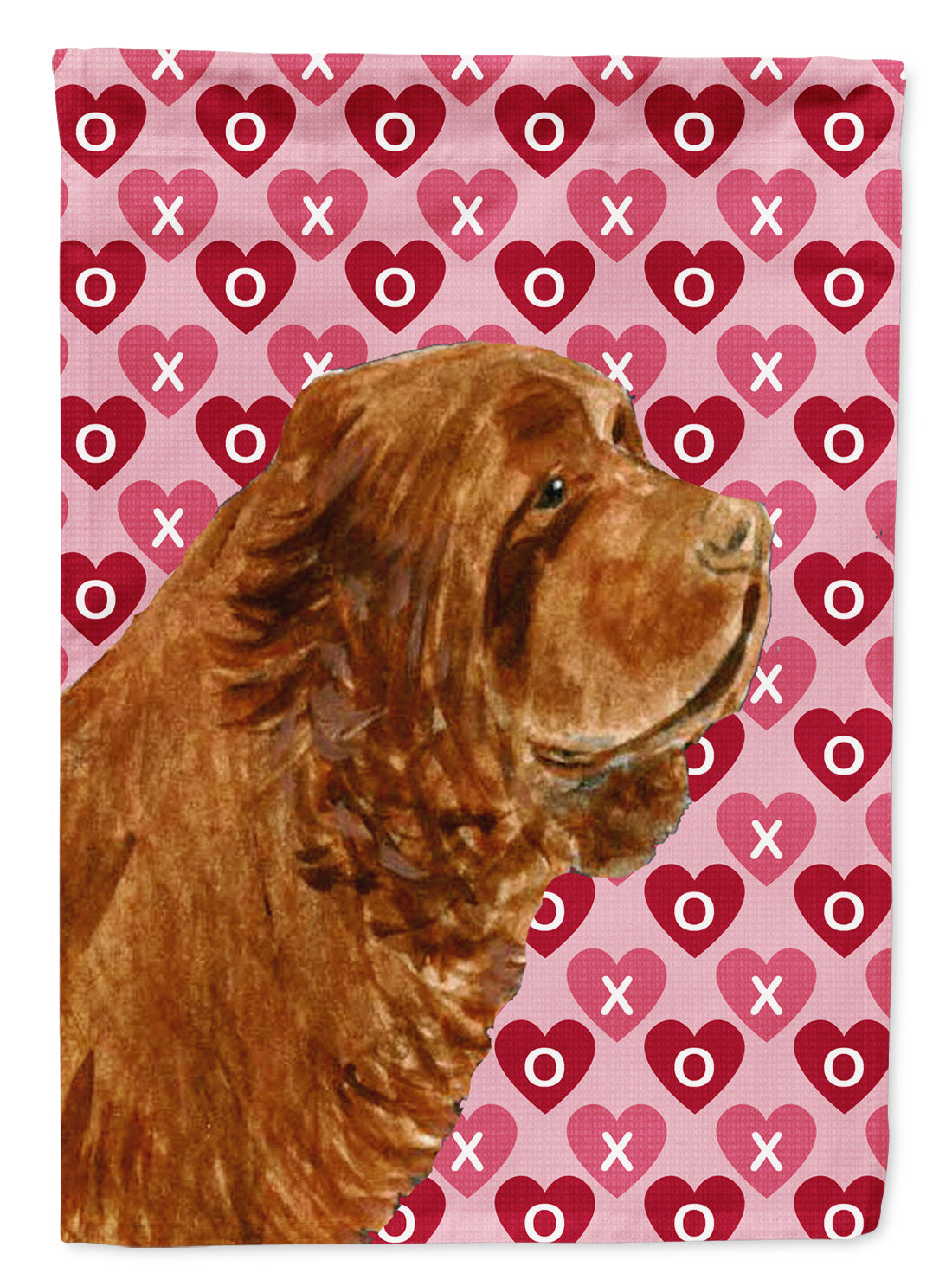Sussex Spaniel Hearts Love and Valentine&#39;s Day Portrait Flag Canvas House Size