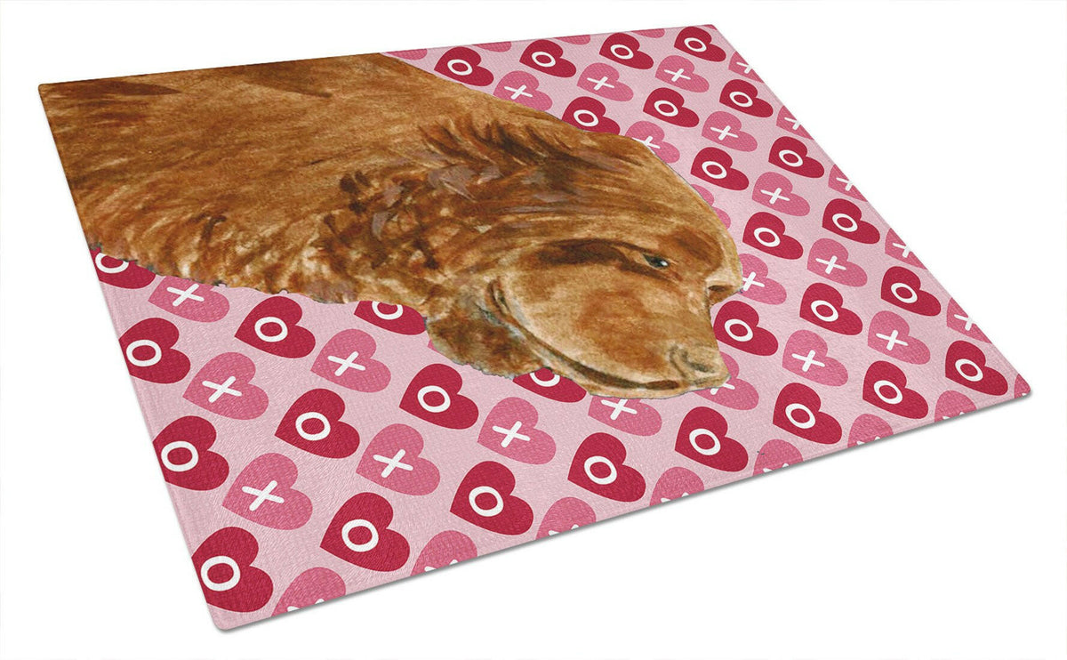 Sussex Spaniel Hearts Love and Valentine&#39;s Day Glass Cutting Board Large by Caroline&#39;s Treasures