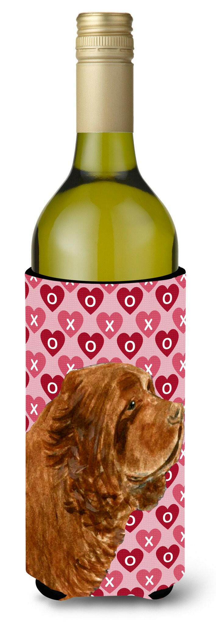 Sussex Spaniel Hearts Love Valentine&#39;s Day Wine Bottle Beverage Insulator Beverage Insulator Hugger by Caroline&#39;s Treasures