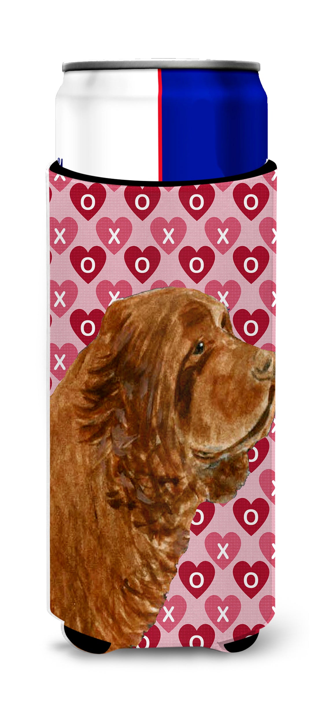 Sussex Spaniel Hearts Love Valentine&#39;s Day Ultra Beverage Insulators for slim cans SS4510MUK.