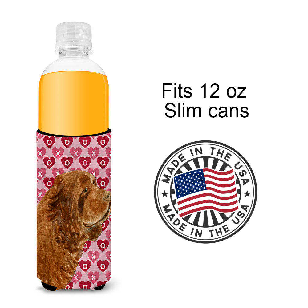 Sussex Spaniel Hearts Love Valentine's Day Ultra Beverage Insulators for slim cans SS4510MUK.