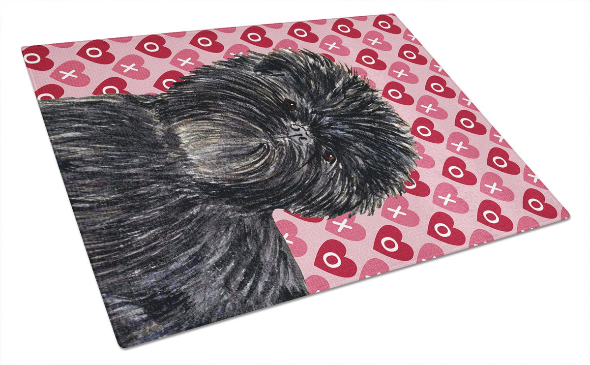 Affenpinscher Hearts Love and Valentine&#39;s Day Glass Cutting Board Large by Caroline&#39;s Treasures