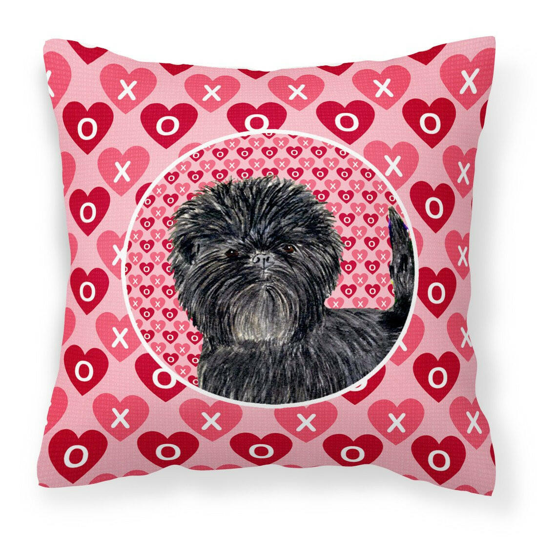 Affenpinscher Hearts Love and Valentine's Day Portrait Fabric Decorative Pillow SS4511PW1414 by Caroline's Treasures