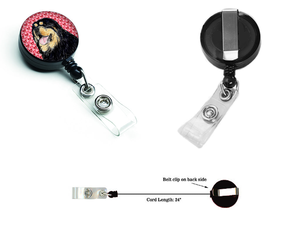 Tibetan Mastiff Love Retractable Badge Reel or ID Holder with Clip.