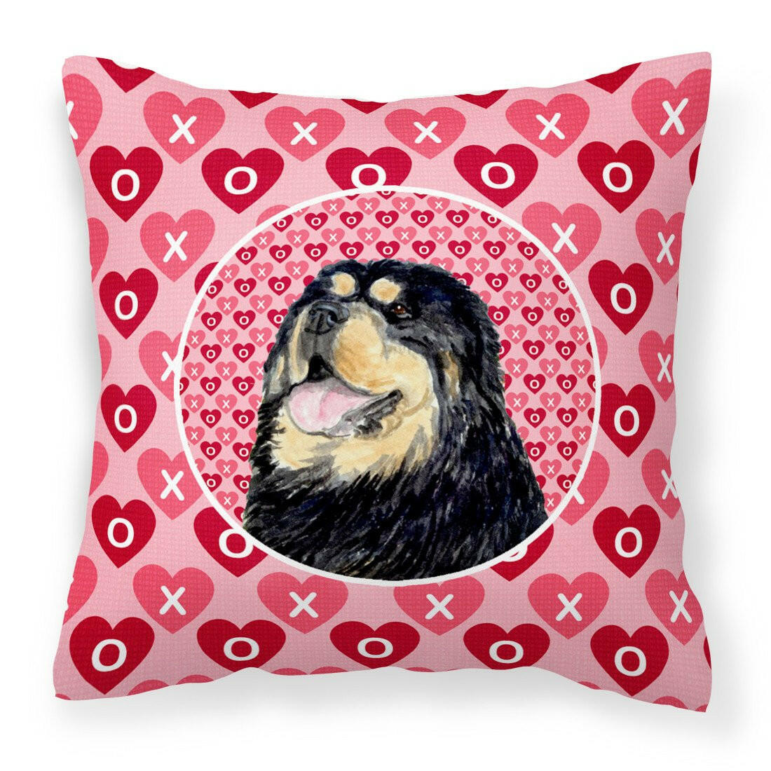 Tibetan Mastiff Hearts Love Valentine&#39;s Day Fabric Decorative Pillow SS4512PW1414 by Caroline&#39;s Treasures