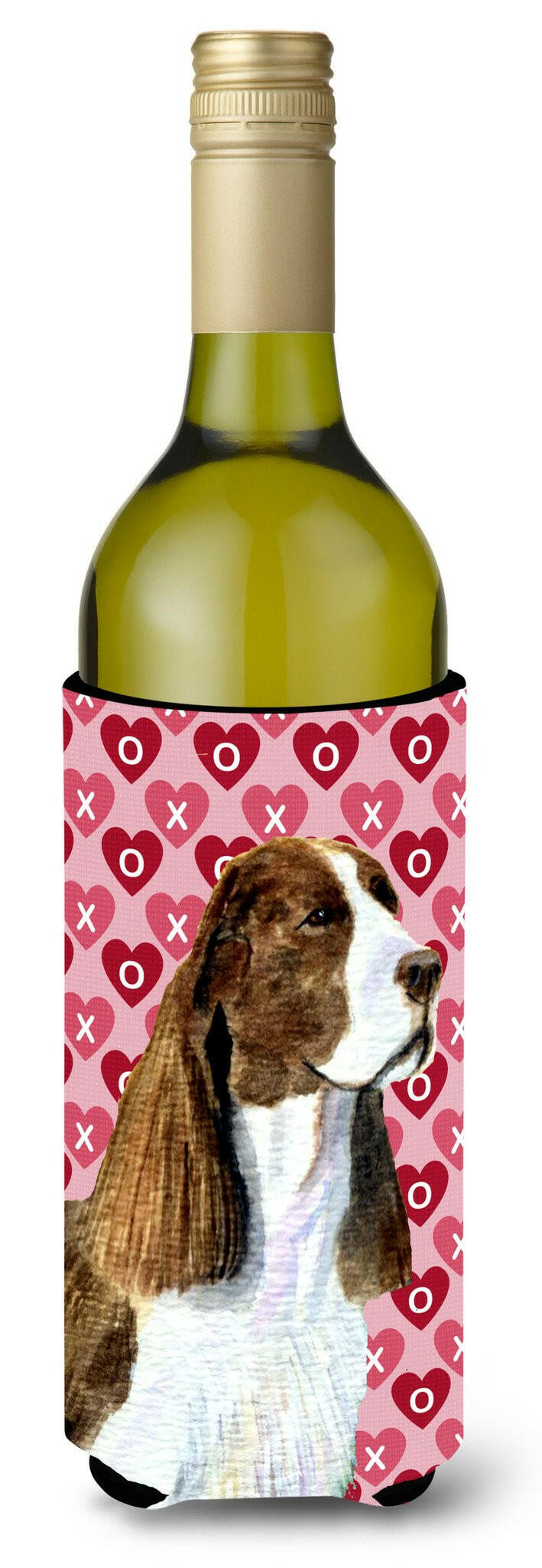 Springer Spaniel Hearts Love Valentine&#39;s Day Wine Bottle Beverage Insulator Beverage Insulator Hugger by Caroline&#39;s Treasures