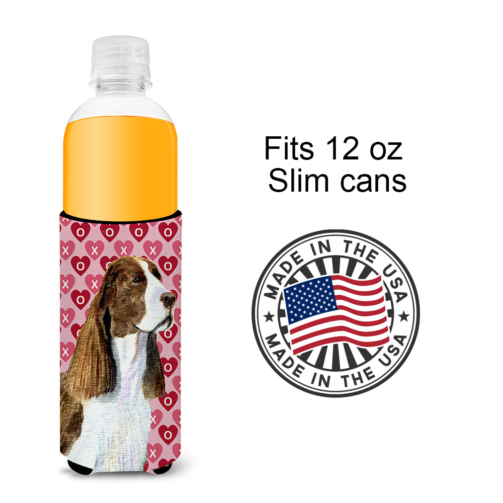 Springer Spaniel Hearts Love Valentine's Day Ultra Beverage Insulators for slim cans SS4513MUK.