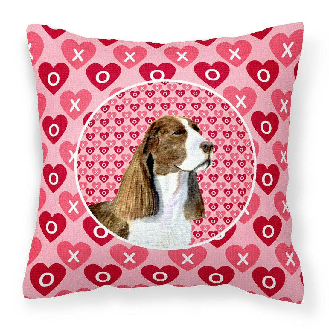 Springer Spaniel Hearts Love Valentine's Day Fabric Decorative Pillow SS4513PW1414 by Caroline's Treasures