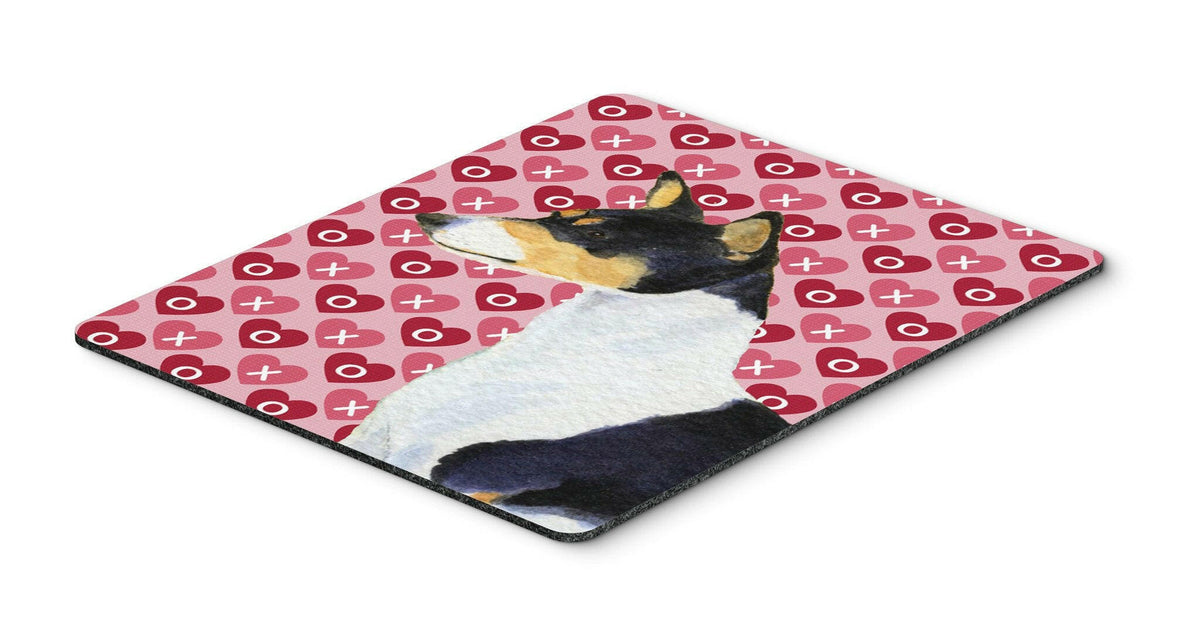 Basenji Hearts Love and Valentine&#39;s Day Portrait Mouse Pad, Hot Pad or Trivet by Caroline&#39;s Treasures