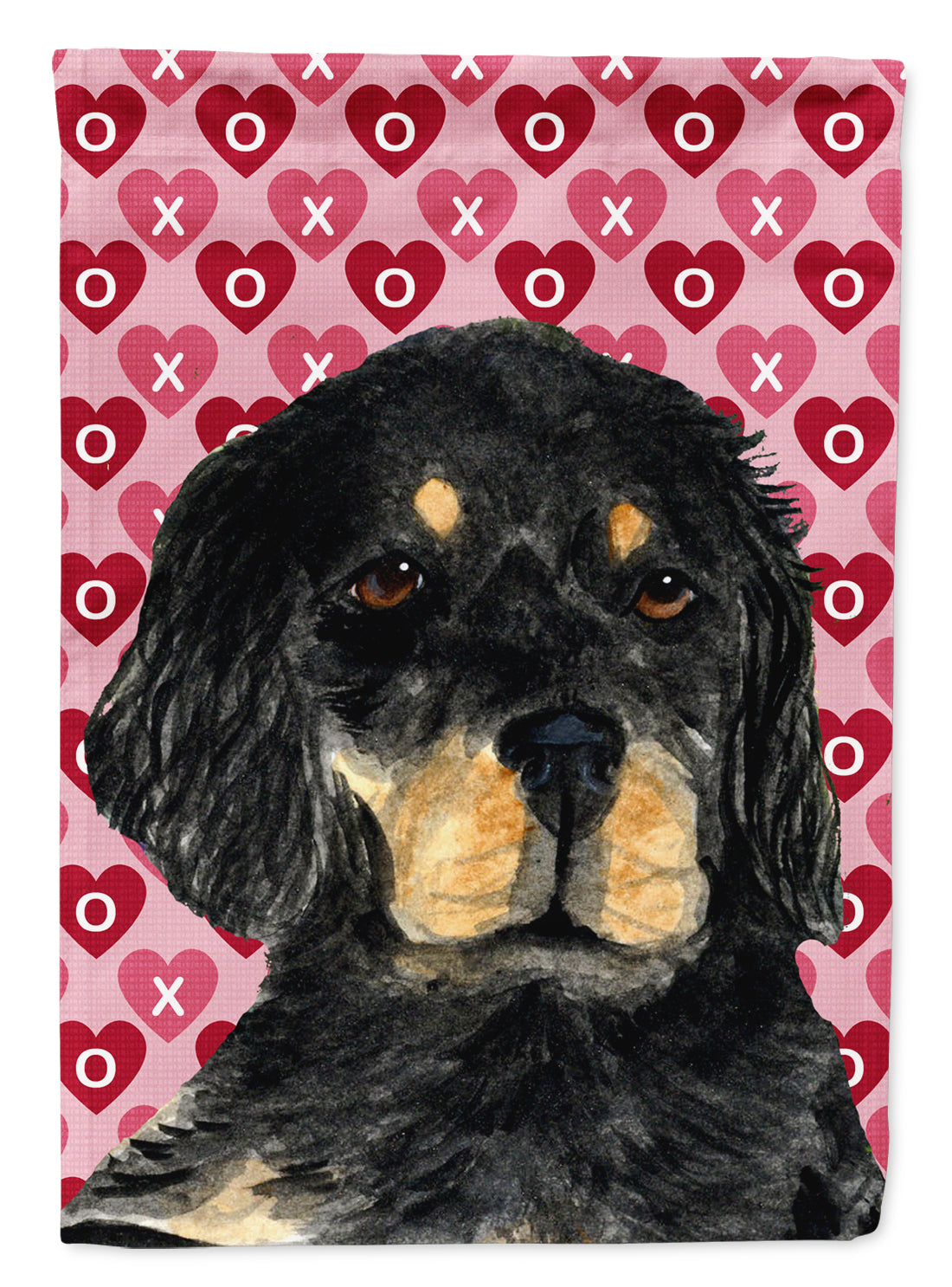 Gordon Setter Hearts Love and Valentine&#39;s Day Portrait Flag Canvas House Size  the-store.com.