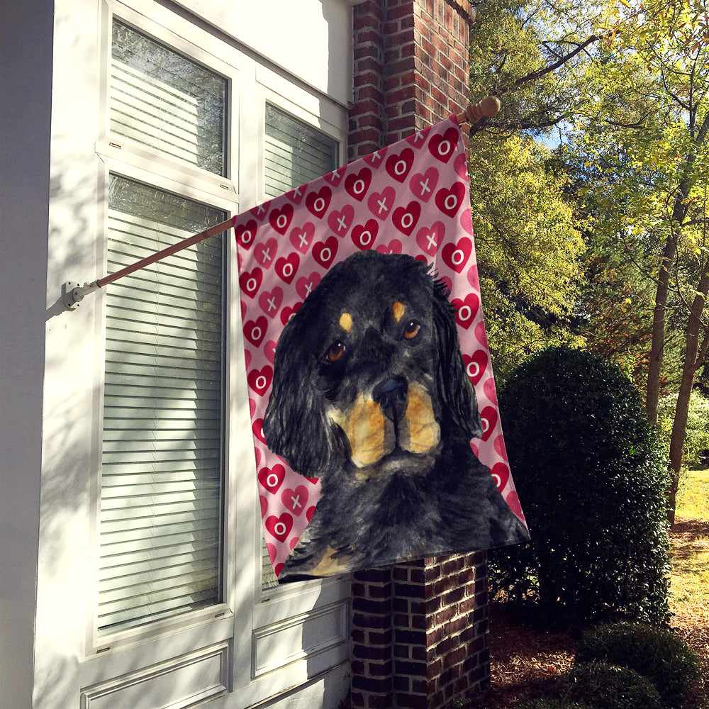 Gordon Setter Hearts Love and Valentine's Day Portrait Flag Canvas House Size  the-store.com.