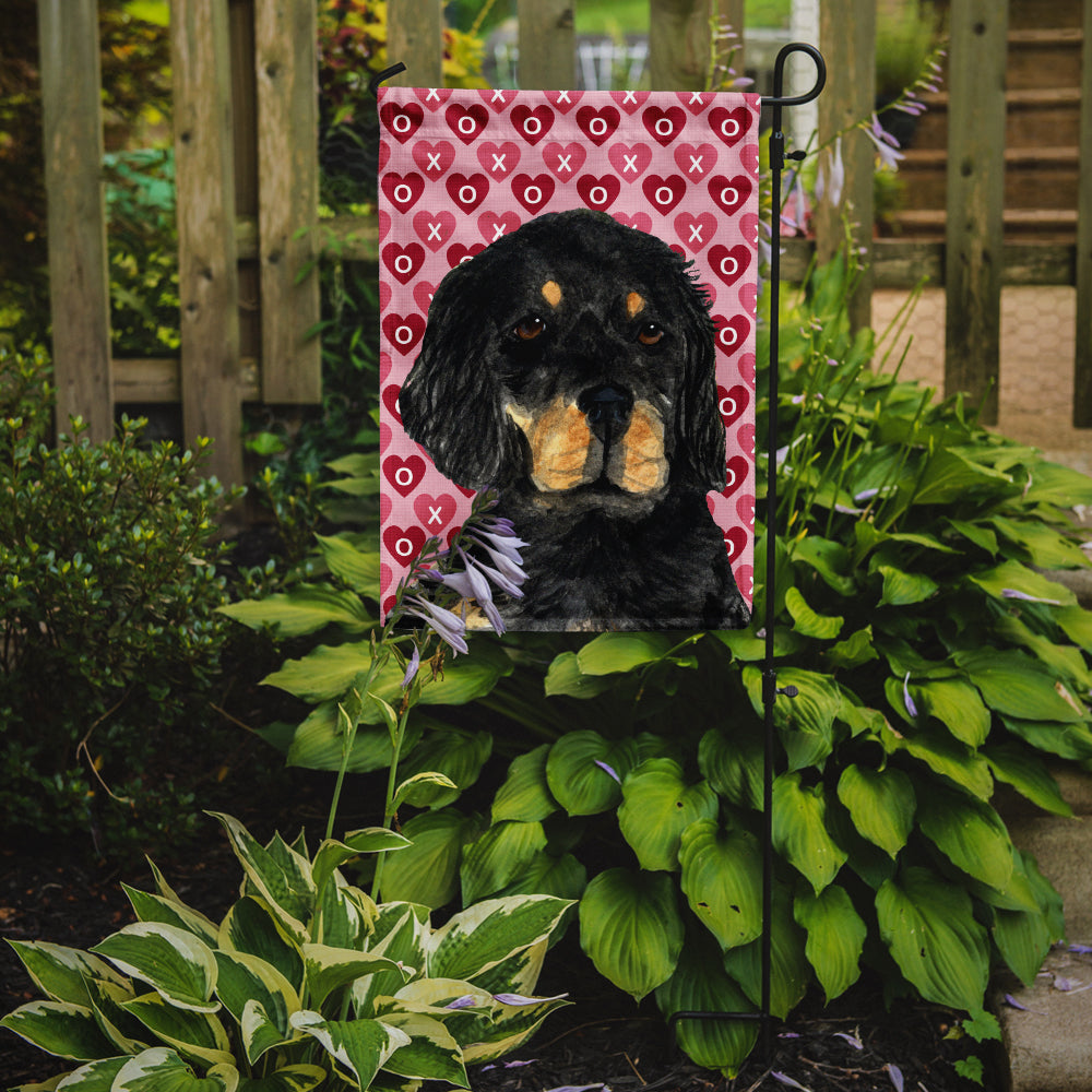 Gordon Setter Hearts Love and Valentine's Day Portrait Flag Garden Size