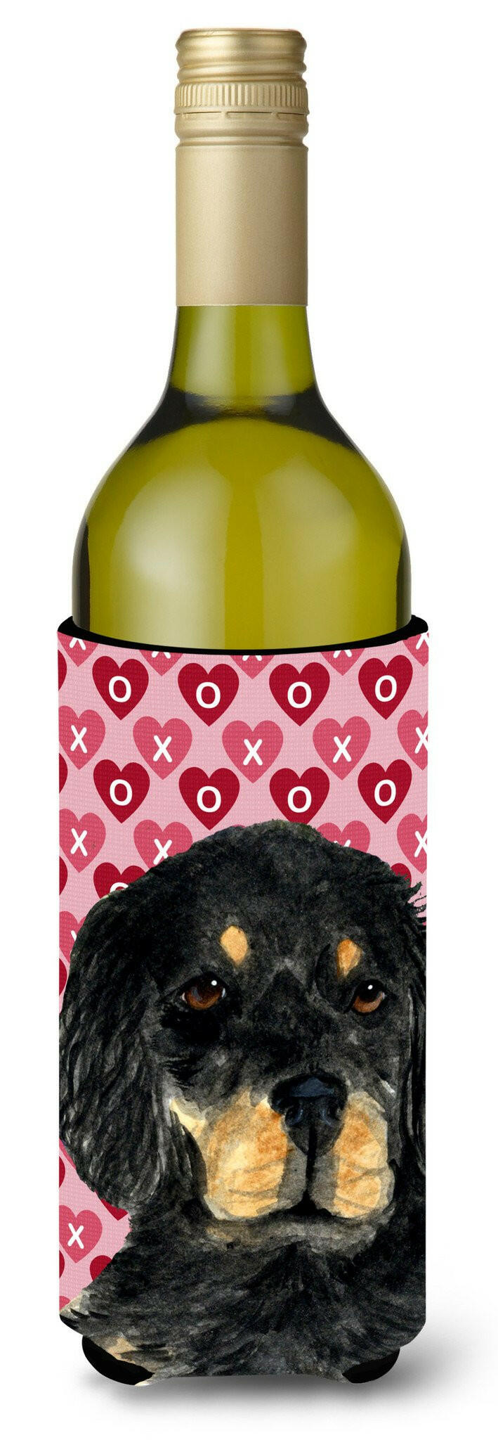 Gordon Setter Hearts Love Valentine&#39;s Day Portrait Wine Bottle Beverage Insulator Beverage Insulator Hugger by Caroline&#39;s Treasures