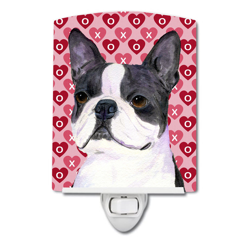 Boston Terrier Hearts Love Valentine&#39;s Day Ceramic Night Light SS4516CNL - the-store.com