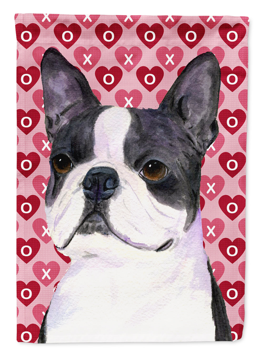 Boston Terrier Hearts Love Valentine's Day Flag Garden Size