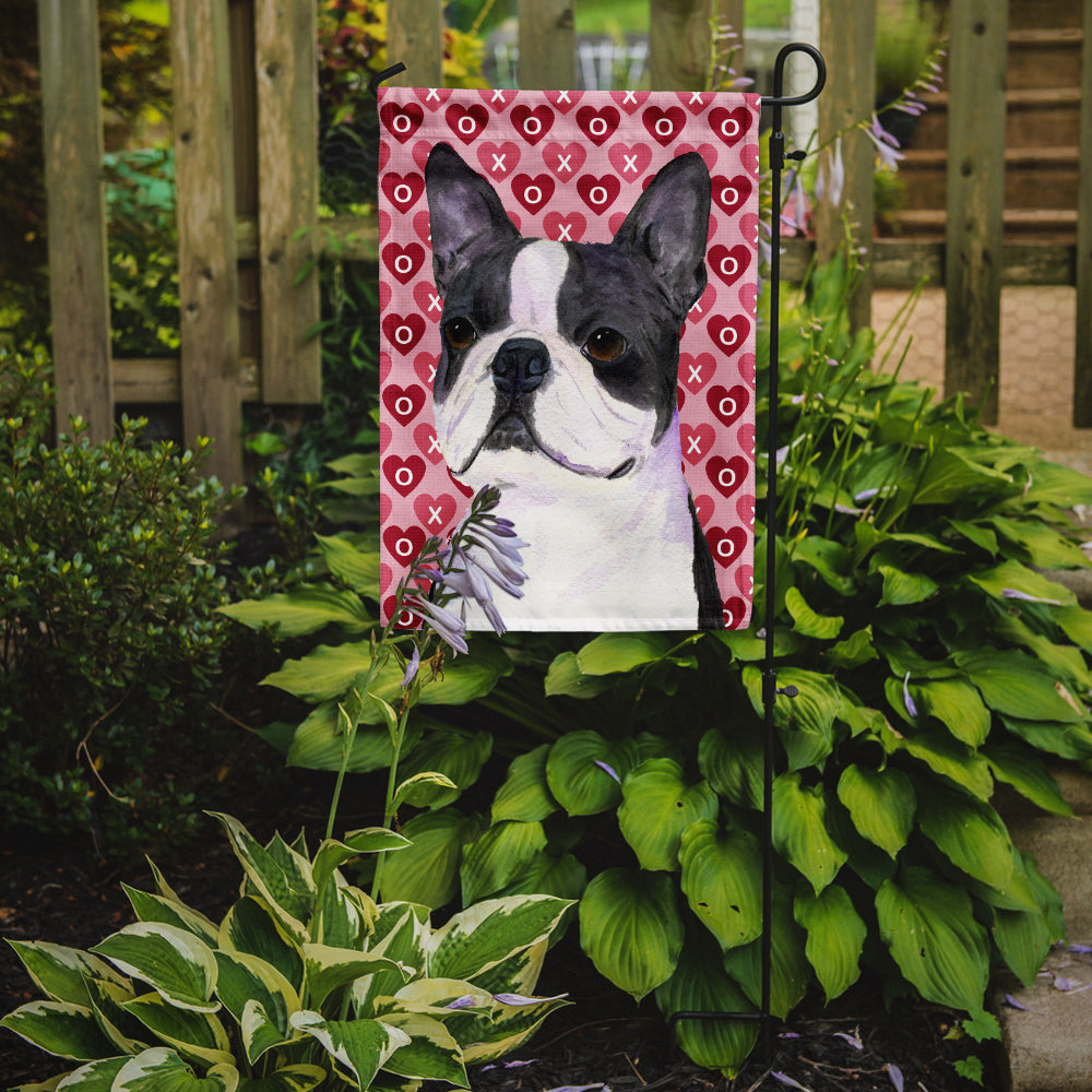 Boston Terrier Hearts Love Valentine's Day Flag Garden Size.