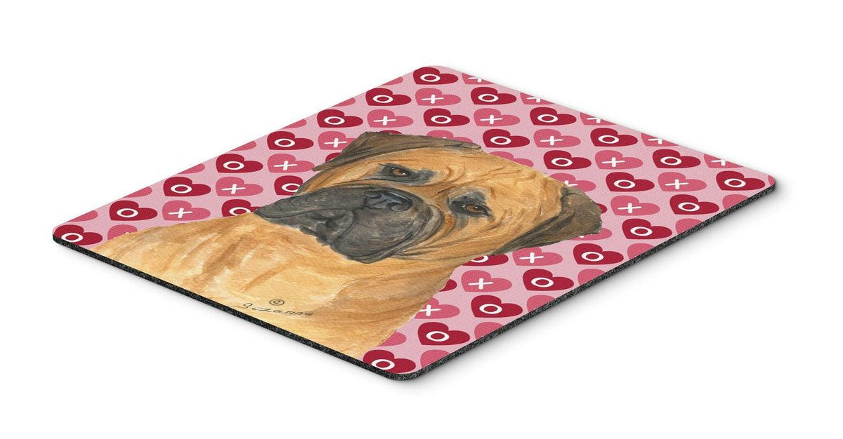 Bullmastiff Hearts Love and Valentine&#39;s Day Mouse Pad, Hot Pad or Trivet by Caroline&#39;s Treasures
