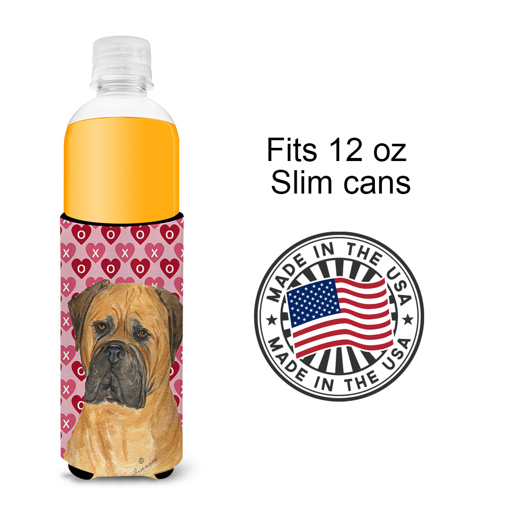 Bullmastiff Hearts Love and Valentine's Day Portrait Ultra Beverage Insulators for slim cans SS4517MUK.