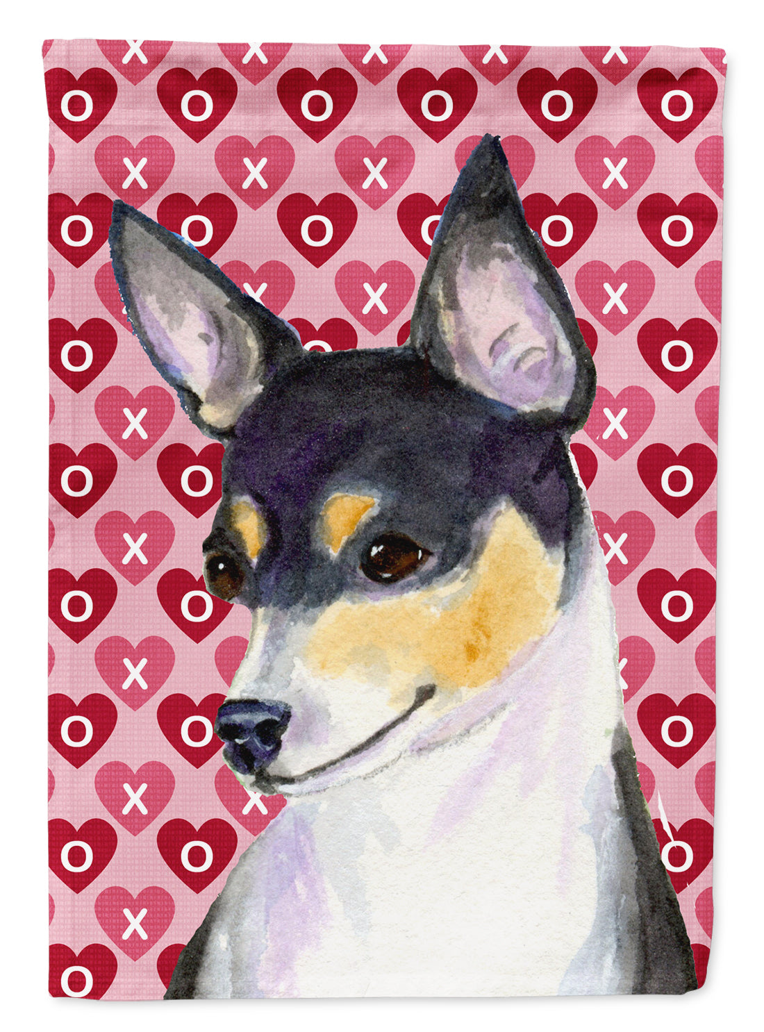 Chihuahua Hearts Love and Valentine&#39;s Day Portrait Flag Canvas House Size  the-store.com.