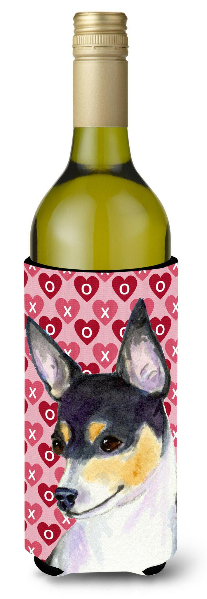 Chihuahua Hearts Love and Valentine's Day Portrait Wine Bottle Beverage Insulator Beverage Insulator Hugger by Caroline's Treasures