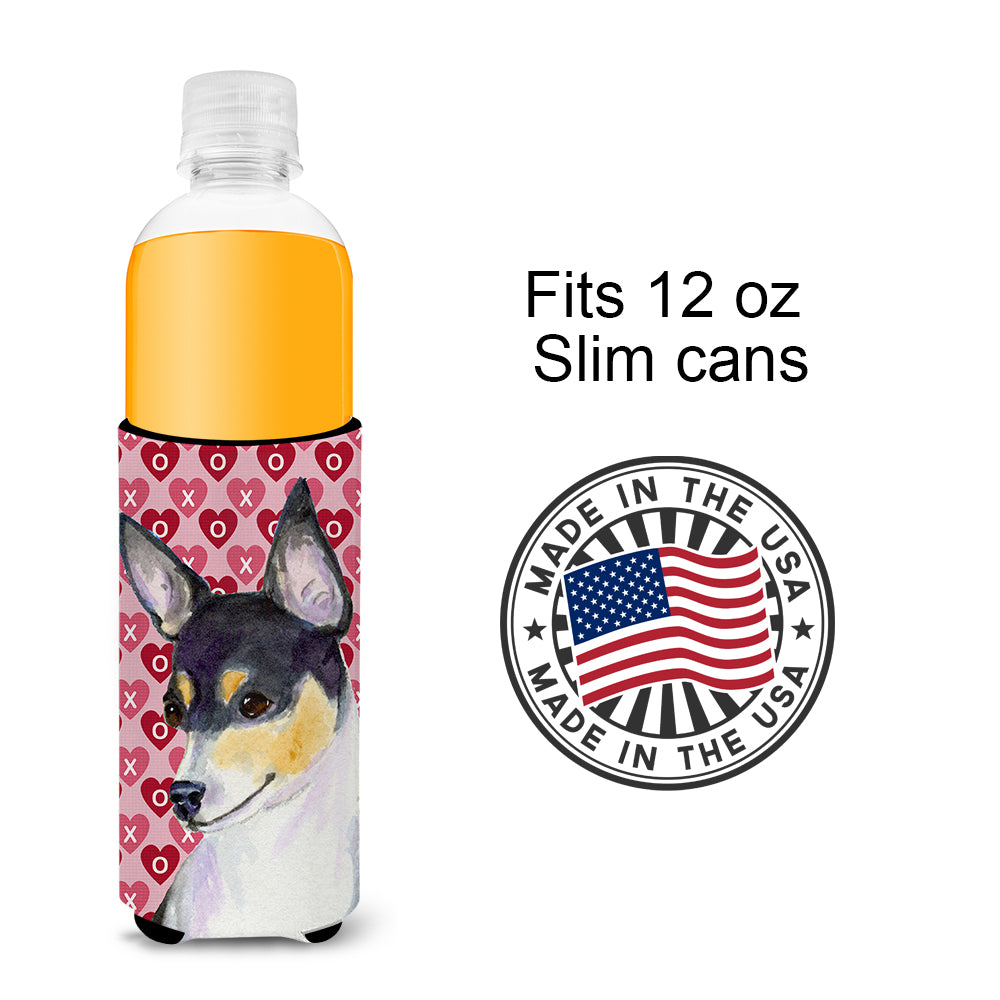 Chihuahua Hearts Love and Valentine's Day Portrait Ultra Beverage Insulators for slim cans SS4518MUK.